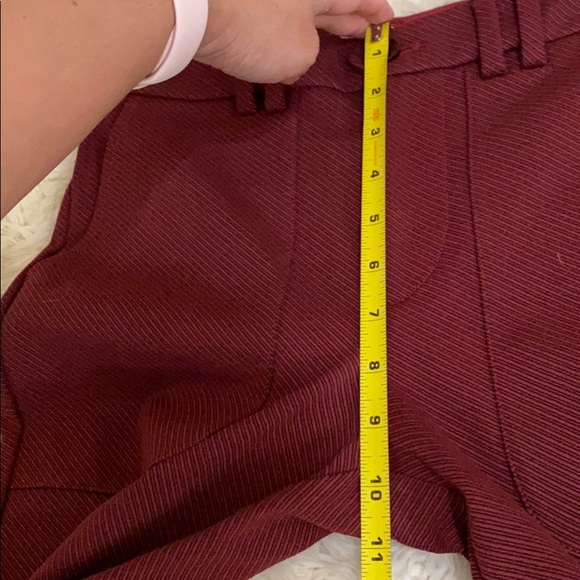 ANTHROPOLOGIE - THE ESSENTIAL TROUSER Slim Flared Fit Burgundy Pants Size 0 NWT - Picture 11 of 14